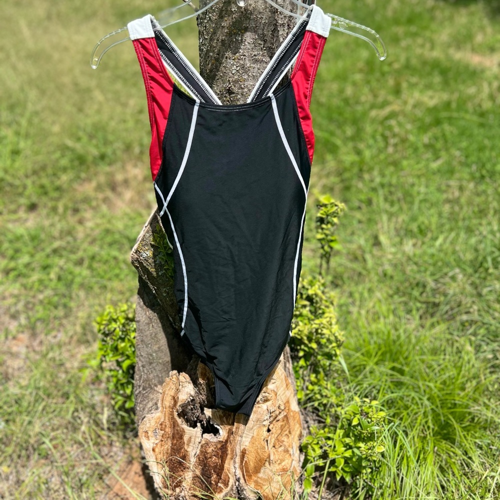 Attraco Black and Red Performance One Piece Swimsuit
